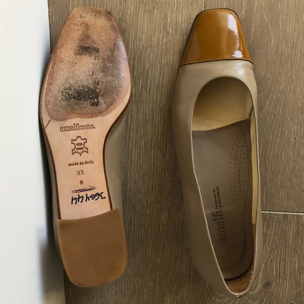 Amalfi Vero Cuoio Classic Leather Duotone Slip On Shoes Tan&Light Brown Sz 9.5B - Picture 5 of 9